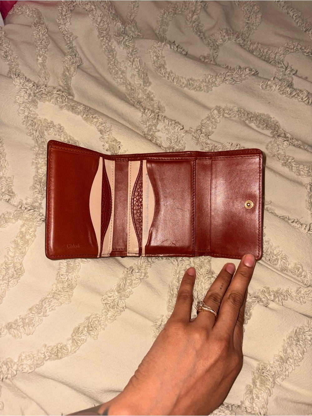 Chloé Brown Leather Wallet with Gold Padlock Charm - Picture 4 of 6